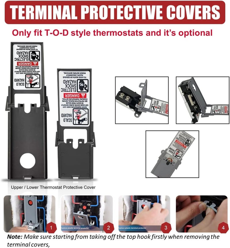 DROMIX EWH-04 Electric Water Heater Tune-Up Kit with Element Wrench, Upper & Lower Heater Thermostat and Protective cover, 2x Heater Elements - 4500W/240V, 1 x Element Wrench, Water Heater Replacement Parts - Image 3